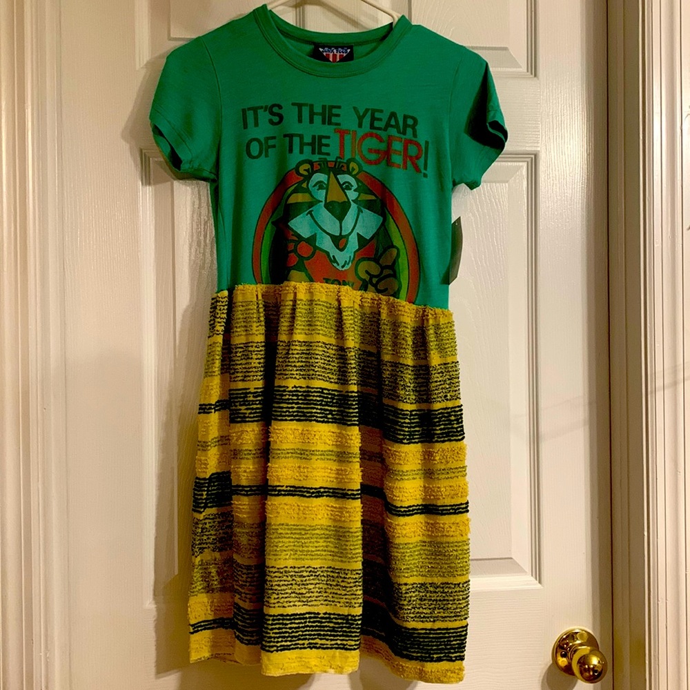 Gorgeous CHAOS drop dress Ladies top combined with vintage material as a skirt.